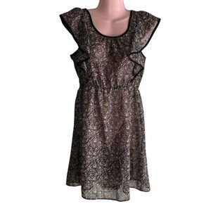 Heritage 1981 Dress Womens Small Floral Ruffle Cap Sleeve Spring Boho Romantic